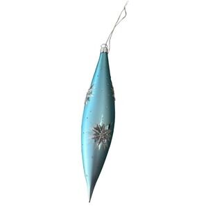 Vintage Mercury Blown Glass Teardrop Shaped Ornament w/Glitter 7.5" Czech Rep